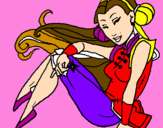 Disegno Principessa ninja  pitturato su Giulia 