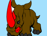 Disegno Rinoceronte II pitturato su alessandra