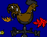 Disegno Banderuole e gallo  pitturato su anna