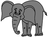 Disegno Elefante felice  pitturato su sara