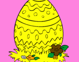 Disegno Uovo di Pasqua 2 pitturato su rebecca