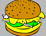 Disegno Hamburger completo  pitturato su stefano