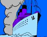 Disegno Nave a vapore pitturato su ALICE S