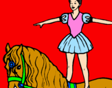 Disegno Trapezista in groppa al cavallo pitturato su stara silvia