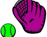 Disegno Guanto da baseball e pallina pitturato su ruben libero 