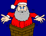 Disegno Babbo Natale sul ciminiera pitturato su Francesco 5 anni