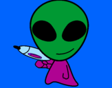 Disegno Alieno II pitturato su elisa