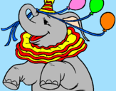 Disegno Elefante con 3 palloncini  pitturato su maria