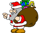 Disegno Babbo Natale e il suo sacco di regali  pitturato su Francesco 5 anni