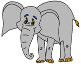 Disegno Elefante felice  pitturato su florinel