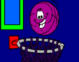 Disegno Pallone e canestro  pitturato su pallina