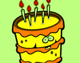 Disegno Torta di compleanno 2 pitturato su paola