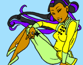 Disegno Principessa ninja  pitturato su Petra
