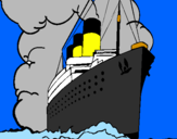 Disegno Nave a vapore pitturato su  titanic