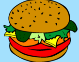 Disegno Hamburger completo  pitturato su kikka