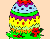 Disegno Uovo di Pasqua 2 pitturato su miki