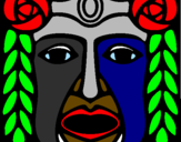 Disegno Maschera Maya pitturato su diego