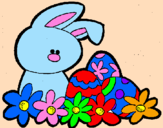 Disegno Coniglietto di Pasqua  pitturato su manila