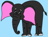 Disegno Elefante felice  pitturato su giulia