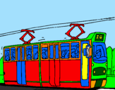 Disegno Tram con passeggeri  pitturato su alessandro 10