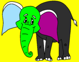 Disegno Elefante felice  pitturato su JOSEPH