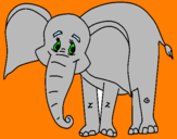Disegno Elefante felice  pitturato su vito      mamma