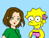 Disegno Sakura e Lisa pitturato su isabella