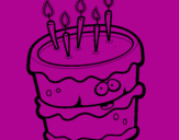 Disegno Torta di compleanno 2 pitturato su lias
