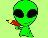 Disegno Alieno II pitturato su gaia spigolon