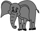 Disegno Elefante felice  pitturato su asilo