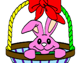 Disegno Coniglietto nella cesta  pitturato su alessia