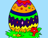 Disegno Uovo di Pasqua 2 pitturato su sarad