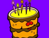 Disegno Torta di compleanno 2 pitturato su giulia