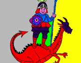 Disegno San Giorgio con il drago  pitturato su cavalier ul drago