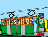 Disegno Tram con passeggeri  pitturato su alessio