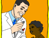 Disegno Medico con lo stetoscopio  pitturato su dottore di Martina