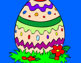 Disegno Uovo di Pasqua 2 pitturato su martina 2000