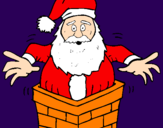 Disegno Babbo Natale sul ciminiera pitturato su elena dolci 2004