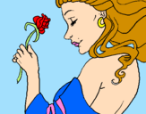 Disegno Principessa con una rosa pitturato su roberta     campisi