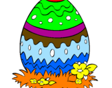 Disegno Uovo di Pasqua 2 pitturato su damiano m 