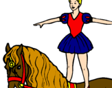 Disegno Trapezista in groppa al cavallo pitturato su karen