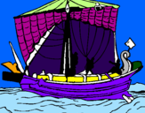 Disegno Barca romana  pitturato su ALE