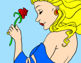 Disegno Principessa con una rosa pitturato su gaia