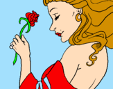 Disegno Principessa con una rosa pitturato su CAGGIANO REBECCA