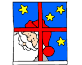 Disegno Babbo Natale pitturato su denise