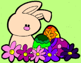 Disegno Coniglietto di Pasqua  pitturato su elena