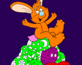 Disegno Coniglio di Pasqua pitturato su noemi