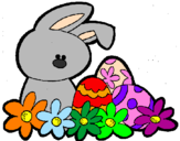 Disegno Coniglietto di Pasqua  pitturato su MAICOL