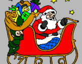 Disegno Babbo Natale alla guida della sua slitta pitturato su elisag.