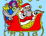 Disegno Babbo Natale alla guida della sua slitta pitturato su MELISSA